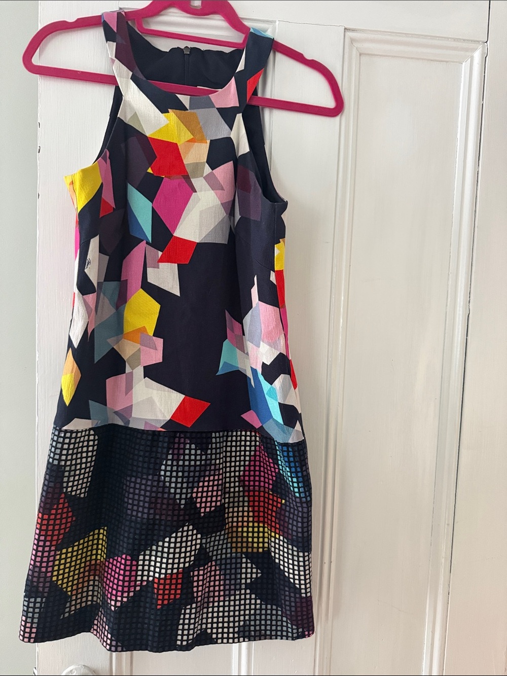 Trina Turk Navy Dress with Multicolor Geometric Print